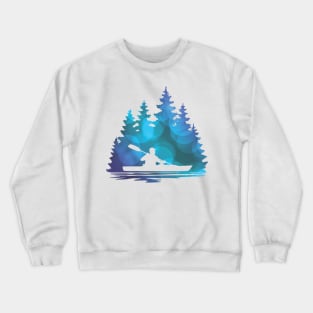 Blue Abstract Kayaker Silhouette Crewneck Sweatshirt